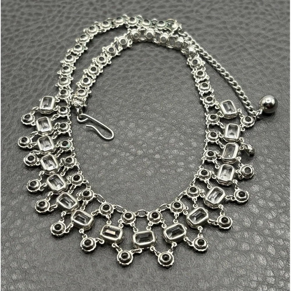 Vintage Open Back Crystal Station Bib Collar Necklace ~ Gorgeous!!